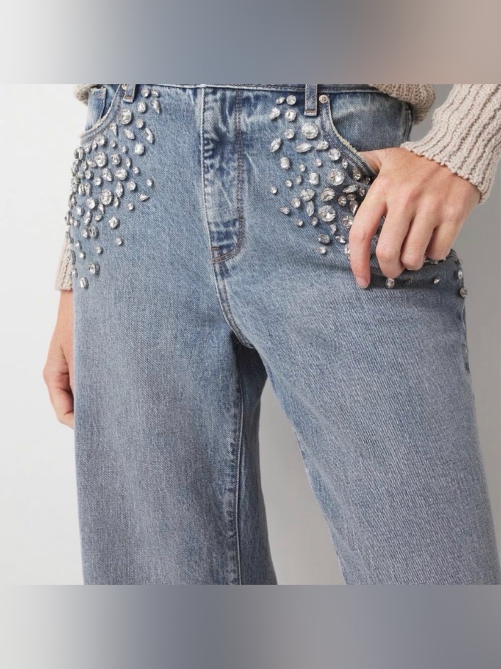 Torn by Ronny Kobo Wide-Leg Embellished Jeans - Picture 6 of 7